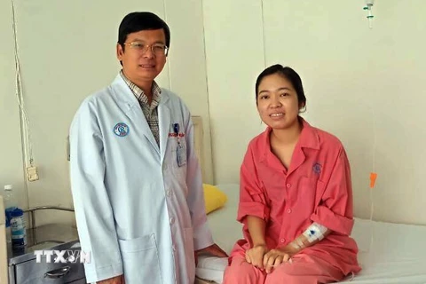 Bệnh nhân nữ Phạm Hoài Thương ở Ninh Thuận được ghép thận, hiện sức khoẻ đã ổn định và chuẩn bị xuất viện. (Ảnh: Phương Vy/TTXVN)