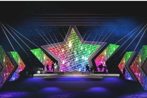 Thiết kế sân khấu của lễ trao giải Âm nhạc Cống hiến 2018. (Nguồn: Thể Thao Văn Hóa)