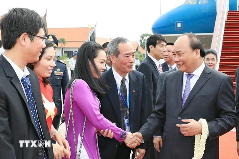 [Photo] Thủ tướng và đoàn cấp cao Việt Nam đến Siem Reap