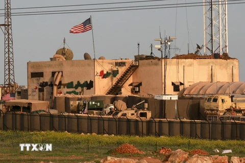 Một căn cứ quân sự của Mỹ ở làng al-Asaliyah, giữa thành phố Aleppo và thị trấn Manbij, Syria ngày 2/4. (Nguồn: AFP/TTXVN)