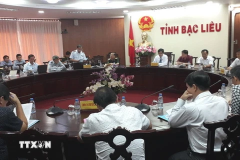 Ông Trần Xuân Thành, Trưởng đoàn liên ngành Thanh tra Chính phủ phát biểu tại buổi làm việc với tỉnh Bạc Liêu. (Ảnh: Huỳnh Sử/TTXVN)
