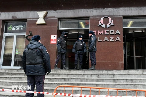 Cảnh sát Nga gác tại thủ đô Moskva ngày 28/1. (Nguồn: AFP/TTXVN)