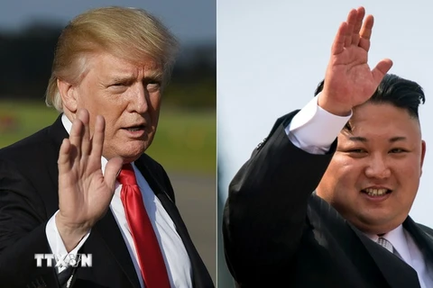 Tổng thống Mỹ Donald Trump (trái) và nhà lãnh đạo Triều Tiên Kim Jong-un. (Nguồn: AFP/TTXVN)