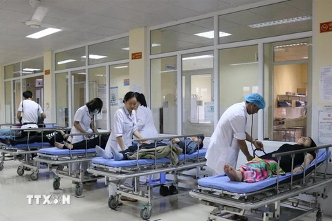 Các bệnh nhân đang được điều trị tích cực tại bệnh viện Việt Nam-Thụy Điển. (Ảnh: Trung Nguyên/TTXVN)