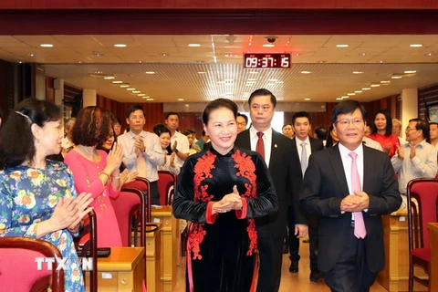 Chủ tịch Quốc hội Nguyễn Thị Kim Ngân dự Lễ kỷ niệm Ngày Khoa học và Công nghệ Việt Nam. (Ảnh: Trọng Đức/TTXVN)