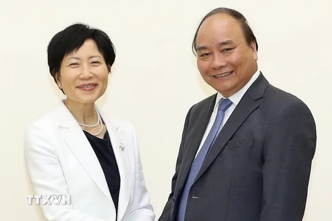 Thủ tướng Nguyễn Xuân Phúc tiếp bà Nakao Ishii, Giám đốc điều hành kiêm Chủ tịch Quỹ Môi trường toàn cầu. (Ảnh: Thống Nhất/TTXVN)