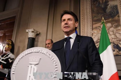 Ông Giuseppe Conte trong cuộc họp báo sau cuộc gặp Tổng thống Sergio Mattarella ở Rome, ngày 31/5. (Nguồn: THX/TTXVN)