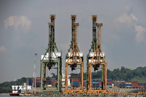 Cảng hàng hóa Tanjong Pagar ở Singapore ngày 9/5. (Nguồn: AFP/TTXVN)