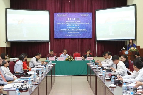 Hội nghị tăng cường hợp tác giữa các tổ chức phi Chính phủ nước ngoài và tỉnh Hà Giang tháng 9/2017. (Ảnh: Doãn Tấn/TTXVN)