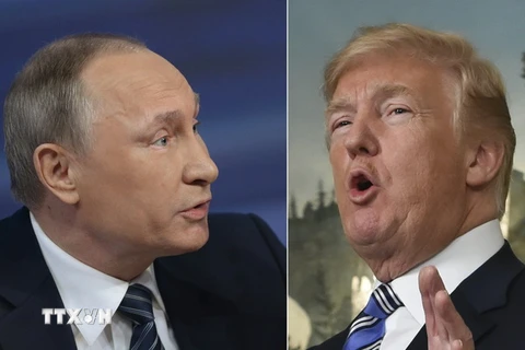 Tổng thống Nga Vladimir Putin (trái) và Tổng thống Mỹ Donald Trump (phải). (Nguồn: AFP/TTXVN)