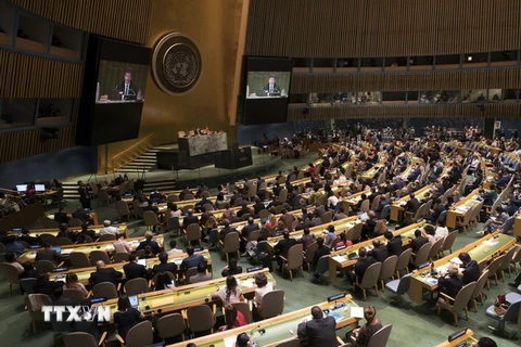 Cuộc họp của Đại hội đồng Liên hợp quốc ở New York, Mỹ. (Ảnh: AFP/TTXVN)