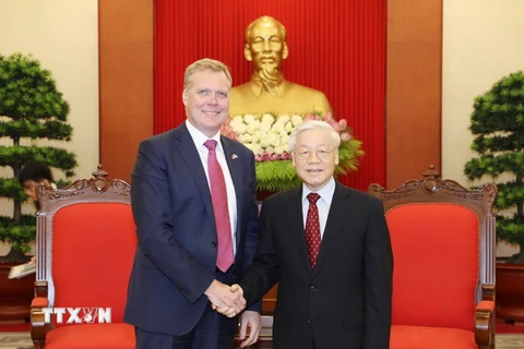 Tổng Bí thư Nguyễn Phú Trọng tiếp Chủ tịch Hạ viện Australia Tony Smith thăm chính thức Việt Nam. (Ảnh : Trí Dũng/TTXVN)