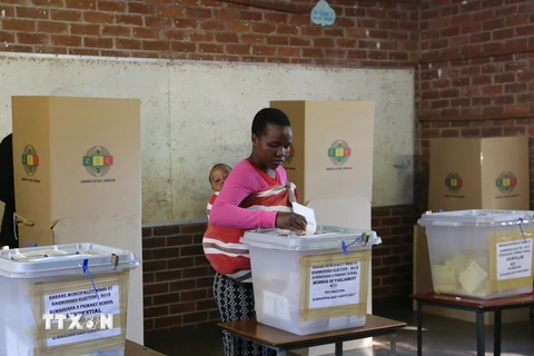 Cử tri bỏ phiếu tại một điểm bầu cử ở Kuwadzana, Harare, Zimbabwe ngày 30/7. (Ảnh: THX/ TTXVN)