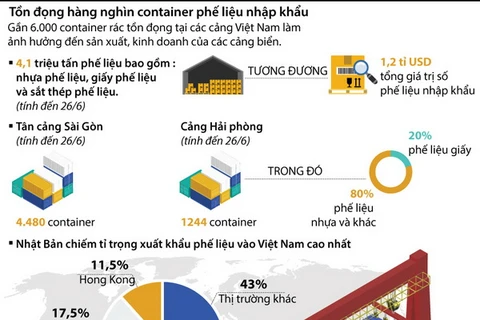 Hàng nghìn container rác nhập khẩu tồn đọng tại các cảng Việt Nam