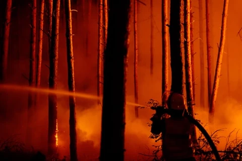 Lực lượng cứu hỏa đang tiến hành dập lửa. (Nguồn: EPA)