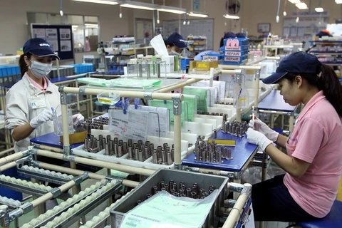 Sản xuất linh kiện cơ khí tại Công ty Misumi Việt Nam - Khu chế xuất Linh Trung, Thủ Đức, Tp.Hồ Chí Minh. (Ảnh: Thanh Vũ/TTXVN)