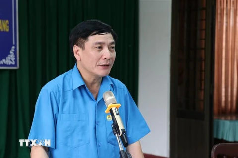 Chủ tịch Tổng Liên đoàn Lao động Việt Nam Bùi Văn Cường. (Ảnh: Nam Thái/TTXVN)