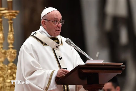 Giáo hoàng Francis phát biểu tại Vatican ngày 24/12/2017. (Nguồn: AFP/TTXVN)