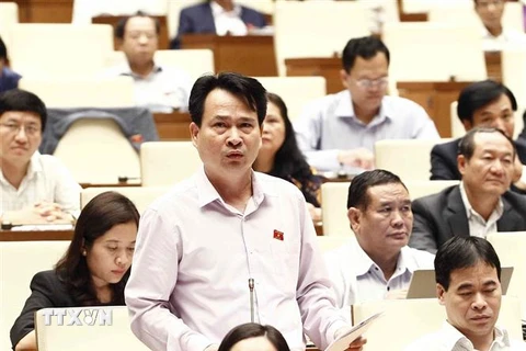 Đại biểu Quốc hội tỉnh Quảng Bình Nguyễn Văn Man phát biểu. (Ảnh: Văn Điệp/TTXVN)