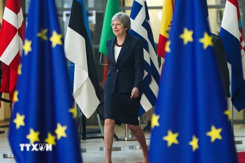 Thủ tướng Anh Theresa May tới dự hội nghị thượng đỉnh EU tại Brussels, Bỉ ngày 17/10/2018. (Ảnh: THX/ TTXVN)