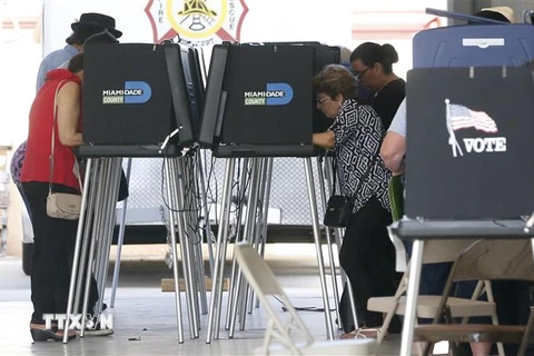 Cử tri bỏ phiếu trong cuộc bầu cử Quốc hội Mỹ giữa nhiệm kỳ tại Miami, bang Florida, ngày 6/11. (Ảnh; AFP/TTXVN)