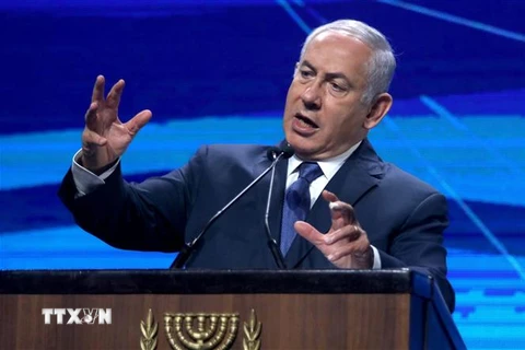 Thủ tướng Israel Benjamin Netanyahu phát biểu tại một sự kiện ở Tel Aviv ngày 25/10/2018. (Ảnh: THX/ TTXVN)