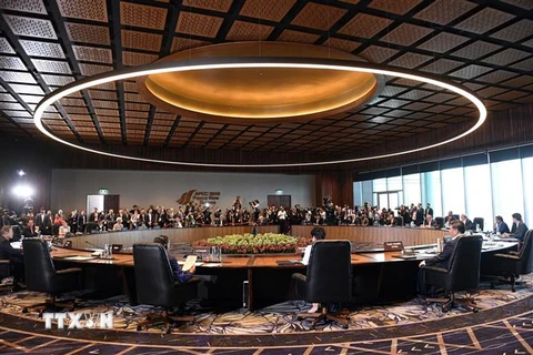 Toàn cảnh một phiên họp tại Hội nghị Cấp cao APEC ở Port Moresby, Papua New Guinea, ngày 18/11/2018. (Ảnh: AFP/ TTXVN)