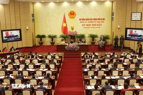 Kỳ họp thứ 7, Hội đồng nhân dân thành phố Hà Nội khóa XV. (Ảnh: Nguyễn Dân/TTXVN)