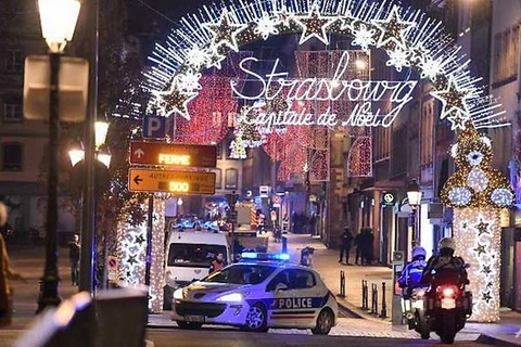 Cảnh sát tại hiện trường vụ xả súng tại Strasbourg. (Nguồn: AFP)