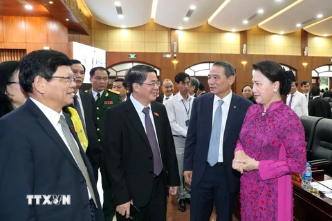 Chủ tịch Quốc hội Nguyễn Thị Kim Ngân và các đại biểu dự Kỳ họp. (Ảnh: Trọng Đức/TTXVN)