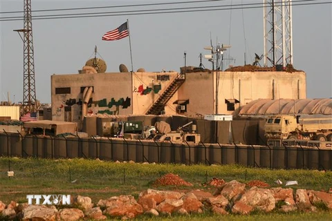 Một căn cứ quân sự của Mỹ tại làng al-Asaliyah, giữa thành phố Aleppo và thị trấn Manbij, miền bắc Syria ngày 2/4/2018. (Ảnh: AFP/TTXVN)