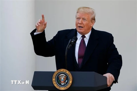 Tổng thống Mỹ Donald Trump phát biểu tại Nhà Trắng, Washington D.C., ngày 20/11/2018. (Ảnh: THX/ TTXVN)