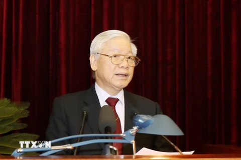 Tổng Bí thư Nguyễn Phú Trọng phát biểu khai mạc Hội nghị. (Ảnh: Trí Dũng/TTXVN)
