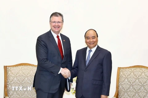 Thủ tướng Nguyễn Xuân Phúc tiếp Đại sứ Hoa Kỳ tại Việt Nam. (Ảnh: Thống Nhất/TTXVN)