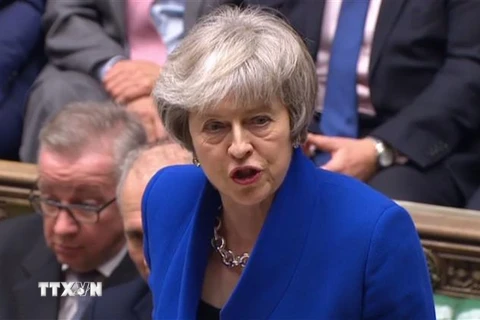 Thủ tướng Anh Theresa May phát biểu sau phiên bỏ phiếu tín nhiệm của Hạ viện ở London ngày 16/1/2019. (Ảnh: AFP/TTXVN)