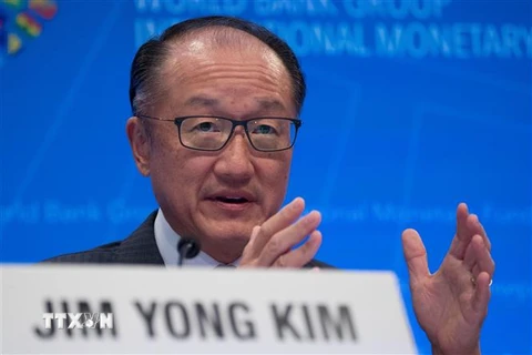 Chủ tịch Ngân hàng Thế giới (WB) Jim Yong Kim tại cuộc họp báo ở Washington D.C, Mỹ. (Ảnh: THX/TTXVN)