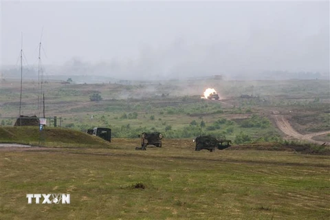 Xe tăng của quân đội Ba Lan tham gia cuộc tập trận Anakonda 2016 tại Ba Lan ngày 13/6/2018. (Ảnh: AFP/TTXVN)