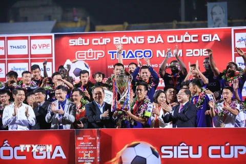 Hà Nội FC đã giành Siêu Cup quốc gia-THACO 2018. (Ảnh: Trọng Đạt/TTXVNM)