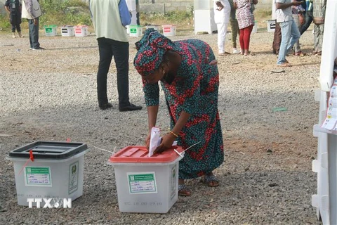 Cử tri Nigeria bỏ phiếu bầu Tổng thống và Quốc hội tại điểm bầu cử ở Abuja ngày 23/2/2019. (Ảnh: THX/TTXVN)