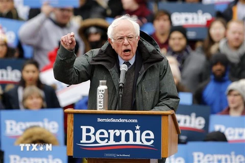 Thượng nghị sỹ Bernie Sanders trong chiến dịch vận động tranh cử Tổng thống Mỹ tại trường Đại học Brooklyn, New York, ngày 2/3/2019. (Ảnh: THX/ TTXVN)