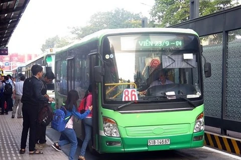 Xe buýt tại TP.HCM. (Ảnh: Hoàng Hải/Vietnam+)