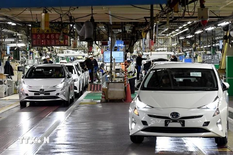 Bên trong một nhà máy sản xuất ôtô của Toyota tại tỉnh Achi, Nhật Bản. (Ảnh: AFP/ TTXVN)
