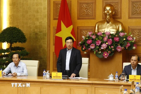 Phó Thủ tướng, Bộ trưởng Bộ Ngoại giao Phạm Bình Minh, Chủ tịch Ủy ban Quốc gia ASEAN 2020 phát biểu chỉ đạo. (Ảnh: Lâm Khánh/TTXVN)