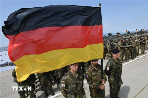 Binh sỹ Đức tham gia cuộc tập trận chung đa quốc gia Noble Partner 2017 tại căn cứ quân sự Vaziani ở ngoại ô Tbilisi, Grudia. (Ảnh: AFP/TTXVN)
