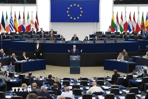 Cuộc họp của Nghị viện châu Âu ở Strasbourg, Pháp, ngày 17/4. (Ảnh: AFP/TTXVN)