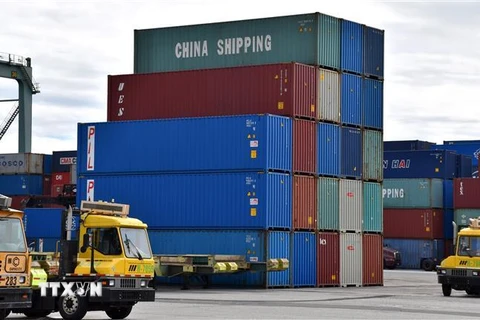 Hàng hóa Trung Quốc tại cảng Long Beach, Los Angeles, Mỹ, ngày 27/2/2019. (Ảnh: THX/TTXVN)