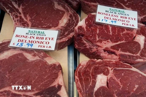 Thị bò được bày bán tại một siêu thị ở Washington, DC, Mỹ, (Ảnh: AFP/TTXVN)