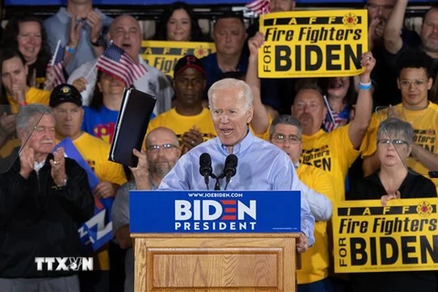 Cựu Phó Tổng thống Mỹ Joe Biden phát biểu trong chiến dịch vận động tranh cử tại Pittsburgh, bang Pennsylvania, Mỹ ngày 29/4. (Ảnh: AFP/TTXVN)