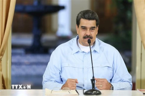 Tổng thống Venezuela Nicolás Maduro phát biểu tại Caracas ngày 25/7/2019. (Ảnh: AFP/TTXVN)