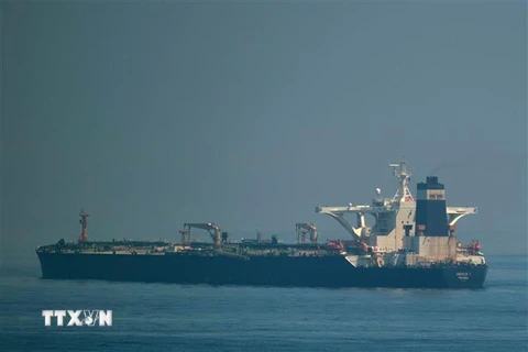 Tàu Grace 1 tại khu vực ngoài khơi Gibraltar ngày 15/8/2019. (Ảnh: AFP/TTXVN)